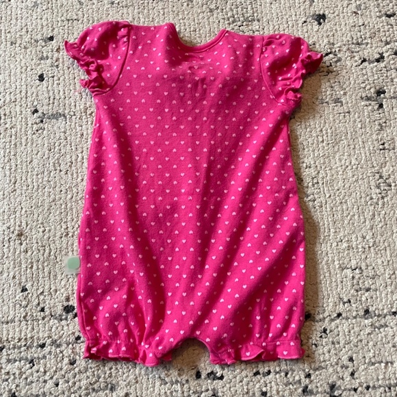 John Deere baby girls 6-9 months Romper pink heart polka dots chick - Picture 2 of 4